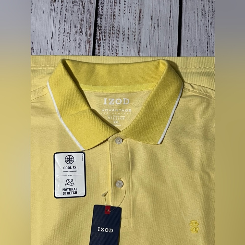 IZOD Advantage Performance Solid Polo, Men’s Big & Tall XXL Yellow Cream
